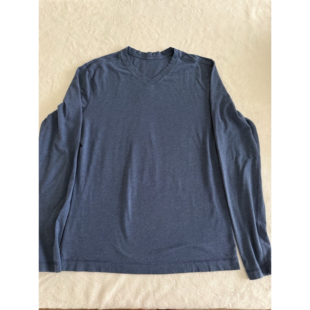 Lululemon Long Sleeve Shirt Blue V Neck Athletic Tee Mens M